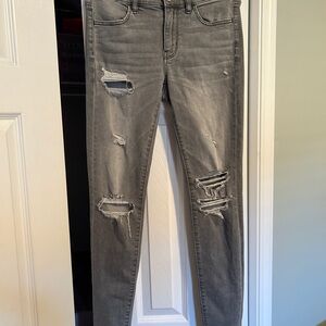 American Eagle Outfitters Gray Skinny Distressed Jeans